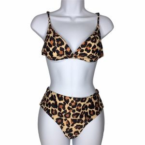 LEOPARD Print 2pc Hi Cut Bikini Set Sz S